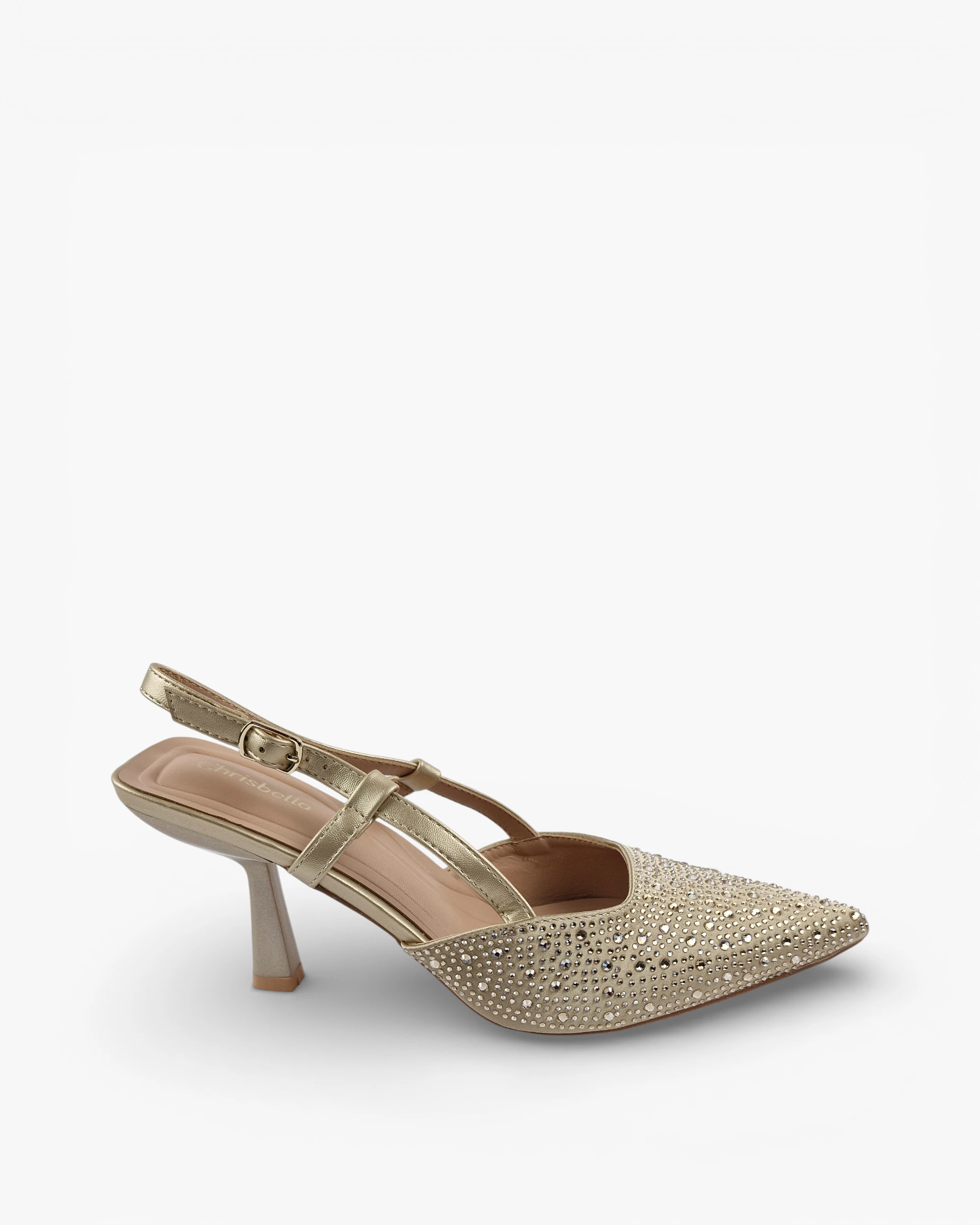 Gold Rhinestone Slingback Heels