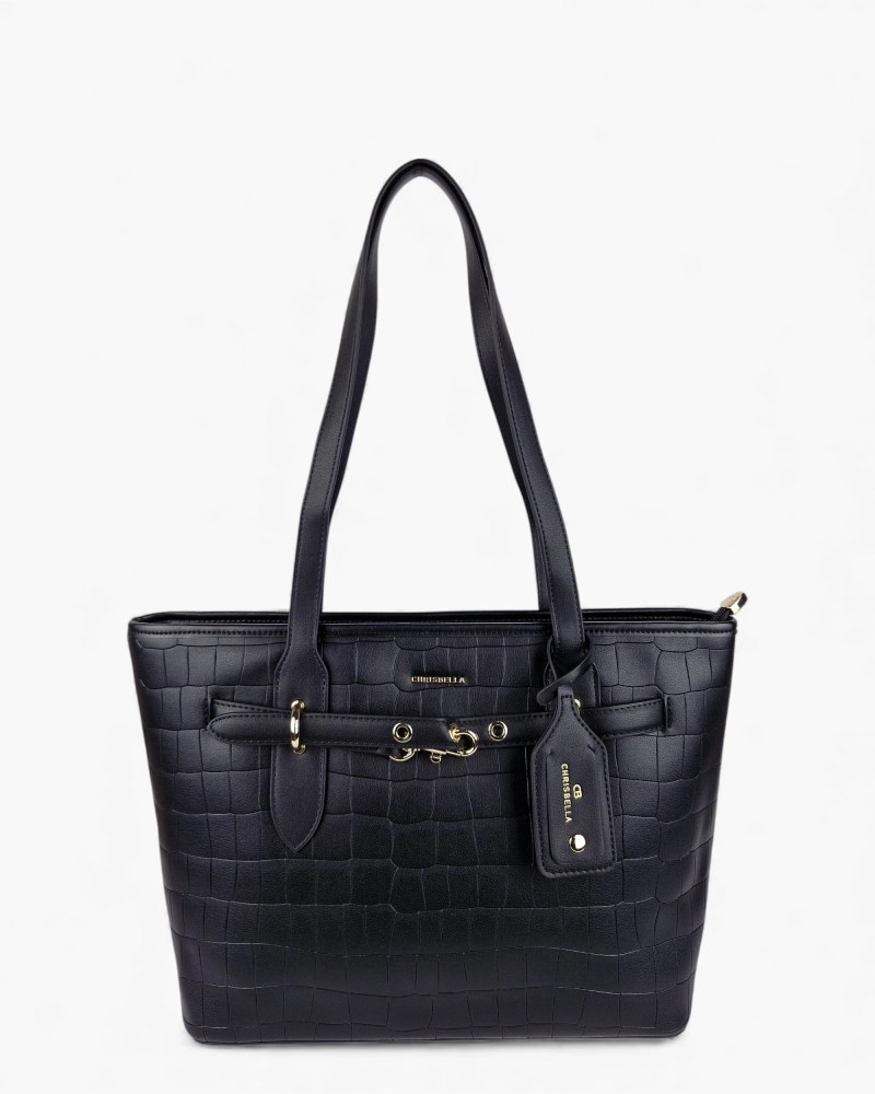 Elegant Croc-Texture Large Tote Bag