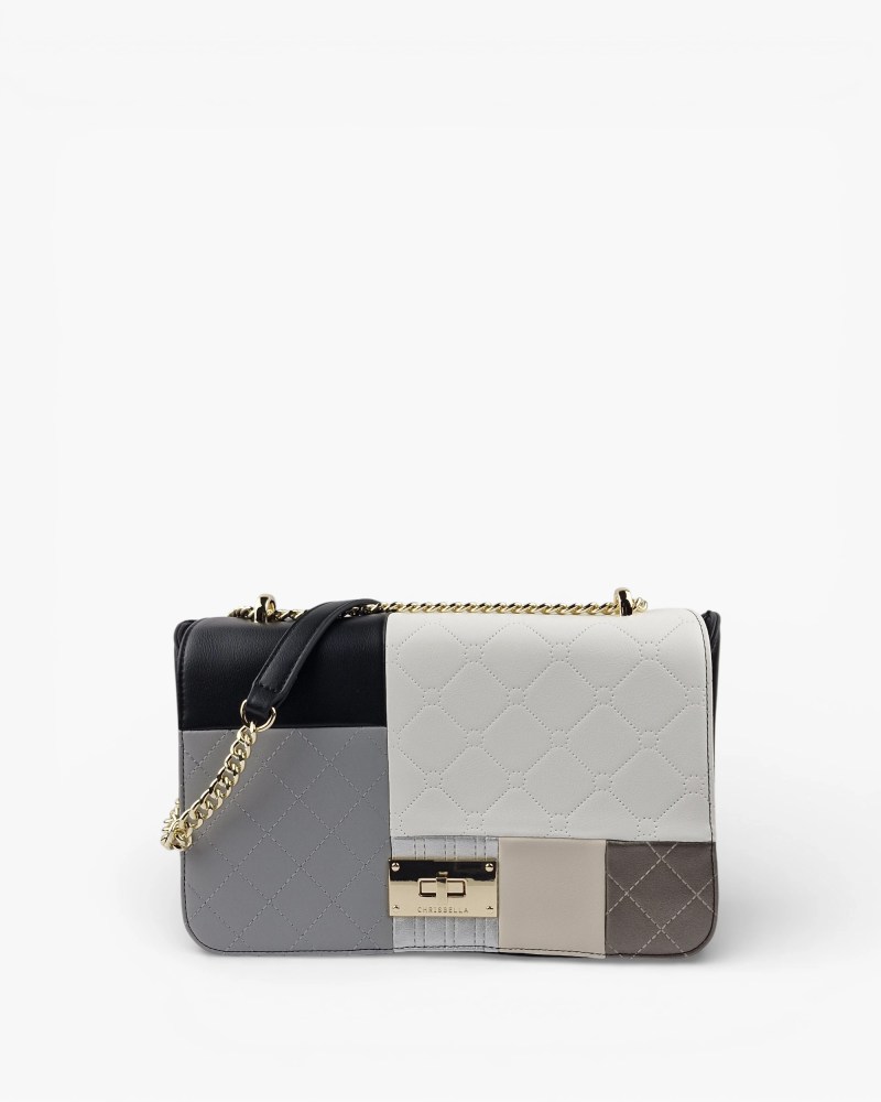 Elegant Patchwork Flap Bag - Quilted Panels