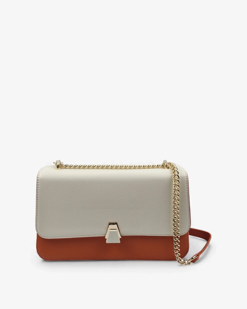 Two-Tone Shoulder Flap Bag